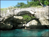rock formation in the ocean near the villas in Rio San Juan