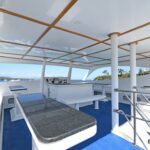 The upper level lounge of the catamaran