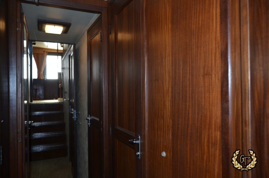 Fine wood paneling of the yacht
