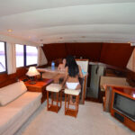The salon inside the Viking 48 yacht